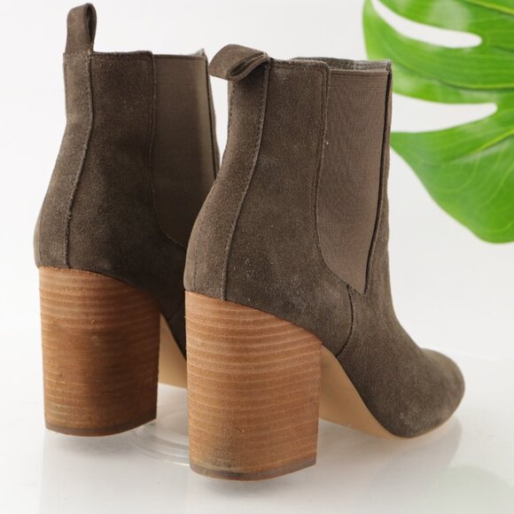 Steve Madden Womens Ravyn Boot Size 9 Taupe Suede Chelsea Block Heel Bootie - Picture 3 of 12